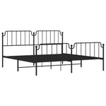 ZNTS Metal Bed Frame with Headboard and Footboard Black 200x200 cm 373912