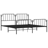 ZNTS Metal Bed Frame with Headboard and Footboard Black 200x200 cm 373912