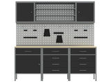 Work Cabinet 7 pcs Black and Grey Engineered Wood and Steel 3321448