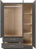 ZNTS Nevada 3 Door 2 Drawer Mirrored Wardrobe 100-101-129