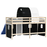 Curtains for Loft Bed with Tunnel White and Black Polyester 835916
