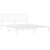 Metal Bed Frame without Mattress with Headboard White 160x200cm 374489