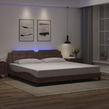Bed Frame with LED without Mattress "Zadar" Brown 200x200 cm 3214133