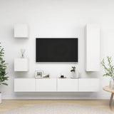 5 Piece TV Cabinet Set White Engineered Wood 3078697