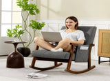Wood Frame Rocking Accent Chair - Grey T3398P424903