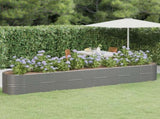 Garden Raised Bed Galvanised Steel 440x80x68 cm Grey 318969