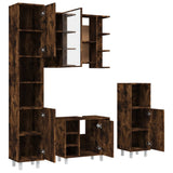 4 Piece Bathroom Cabinet Set Smoked Oak Engineered Wood 3187612