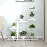 Flower Stand with Wheel 94.5x25x92.5 cm White Metal 336115