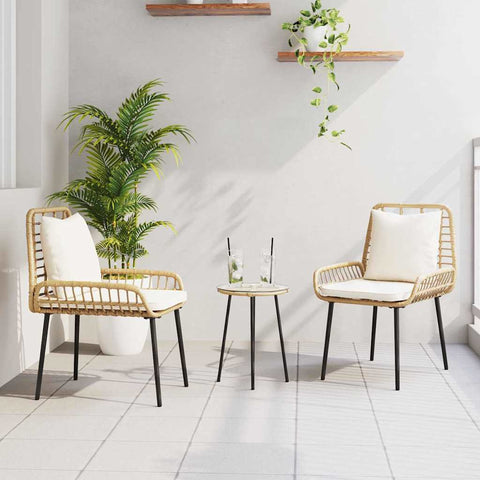 Garden Dining Set 3 pcs Brown and Black and Cream 42010359