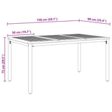 Outdoor Table Natural and Black 150 x 90 x 75 cm 4010611