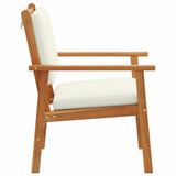 Garden Chair with Cushion 2 pcs Cream White Solid Acacia Wood 4106576