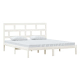 Bed Frame White Solid Pine Wood, Plywood Super King 3101234