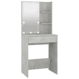 LED Dressing Table with 2 Cabinets Concrete Grey Engineered Wood 3082030