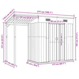 Garden Shed with Extended Roof Brown 277x107x181 cm Steel 364527