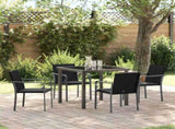 Garden Dining Set 5 pcs Black Poly rattan 3379052