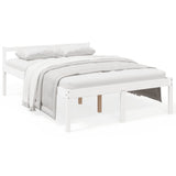 Bed Frame White Solid pine wood, Plywood Double Bed Frame 810615