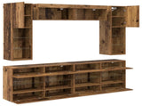TV Wall Cabinet Set with LED 6 pcs Old Wood Engineered Wood 3402995