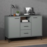 Sideboard with Metal Legs Grey 113x40x77 cm Solid Wood OSLO 351019