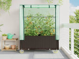 Raised Bed with Cover and Wheels Rattan Look 80x50x182 cm 4015808