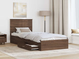 Bed Frame Brown Oak and Silver 70 x 190 cm Engineered Wood 3411374