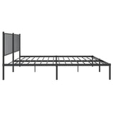 ZNTS Metal Bed Frame without Mattress with Headboard Black 150x200cm 350866