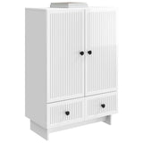 Sideboard High Gloss White 66 x 34.5 x 95 cm Engineered Wood 893979