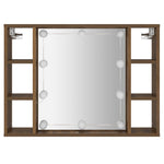 ZNTS Mirror Cabinet with LED Brown Oak 76x15x55 cm 820447