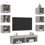 8 Piece TV Wall Units with LED Grey Sonoma Engineered Wood 3216638