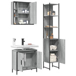 ZNTS 3 Piece Bathroom Cabinet Set Grey Sonoma Engineered Wood 3214743