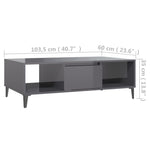 Coffee Table High Gloss Grey 103.5x60x35 cm Engineered Wood 806030