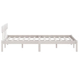 Bed Frame without Mattress White Solid Wood Pine King Size 810153