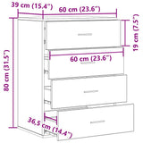Sideboard with Drawer Old Wood 60 x 39 x 80 cm Engineered Wood 871434