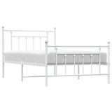 Bed Frame White Powder-Coated Steel Single Bed Frame 353599