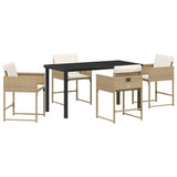 Garden Dining Set with Cushion 5 pcs Beige Poly Rattan 3380021