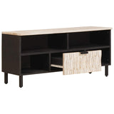 TV Cabinet White Wash Finish 100 x 33 x 46 cm Solid Mango Wood 4017880