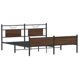 Metal Bed Frame without Mattress Brown Oak 183x213 cm 3325137