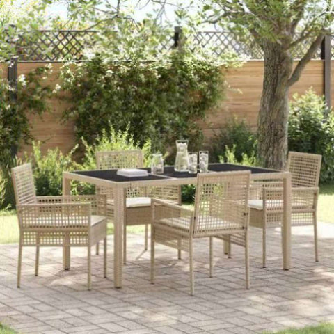 Garden Dining Set 5 pcs Beige Poly rattan 3334889