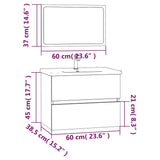 2 Piece Bathroom Furniture Set Grey Sonoma Engineered Wood 815736