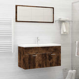 2 Piece Bathroom Furniture Set Smoked Oak Engineered Wood 826623