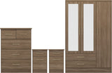 ZNTS Nevada 3 Door 2 Drawer Mirrored Wardrobe Bedroom Set 100-108-035