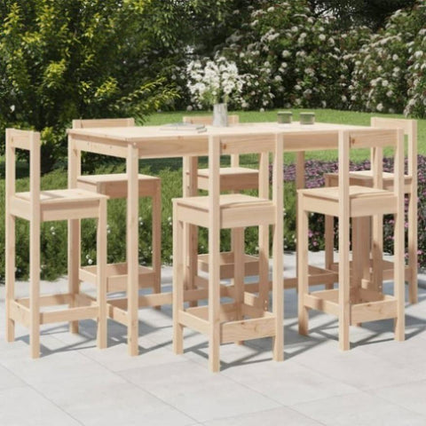 ZNTS 7 Piece Garden Bar Set Solid Wood Pine 3154760