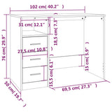 Desk with Drawers White 102x50x76 cm Engineered Wood 823032