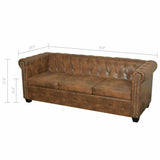 Chesterfield Sofa 3-Seater Brown Faux Leather 287919