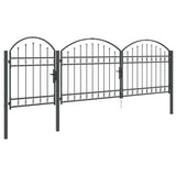 Garden Fence Gate with Arched Top Grey 4 x 1.25 m Steel 42008954