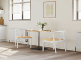 Dining Chair 2 pcs White and Natural Solid Rubber Wood 42020407