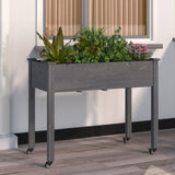 Wheeled Planter with Liner Grey 118x59x80 cm Solid Wood Fir 3157828