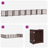 Dog Gate with Door Foldable 15 Panels Brown 750 cm Poplar Wood 3155717