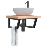 Basin Shelf Wall Mounted Steel and Solid Wood Beech 3302423