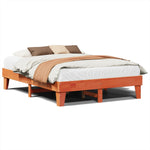 ZNTS Bed Frame without Mattress Wax Brown 150x200 cm King Size Solid Wood Pine 855354