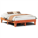 ZNTS Bed Frame without Mattress Wax Brown 150x200 cm King Size Solid Wood Pine 855354